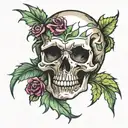 skull weed tattoo design idea