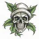 skull weed tattoo design idea