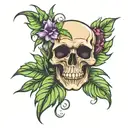 skull weed tattoo design idea