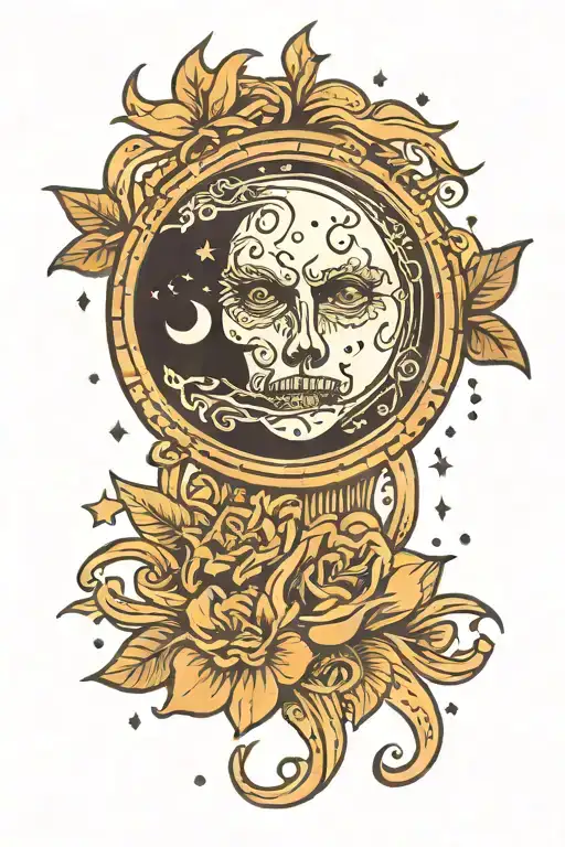 ugly moon shining tattoo design idea