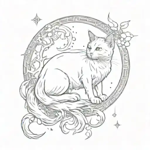 white cat seilor moon tattoo design idea