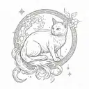 white cat seilor moon tattoo design idea