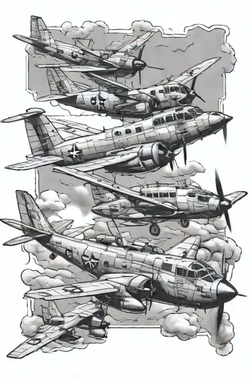 military planes flying tattoo design idea