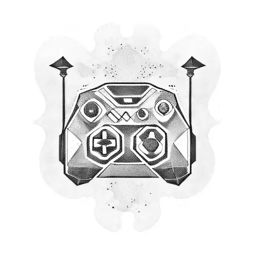 A blackwork tattoo of a broken video game controller with the words 'Game Over' in a melancholic font tattoo design idea
