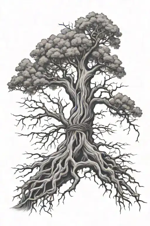 tree dead rope hanging tattoo design idea