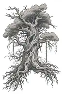 tree dead rope hanging tattoo design idea