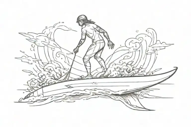 you are not alone on the surfboard tattoo design idea