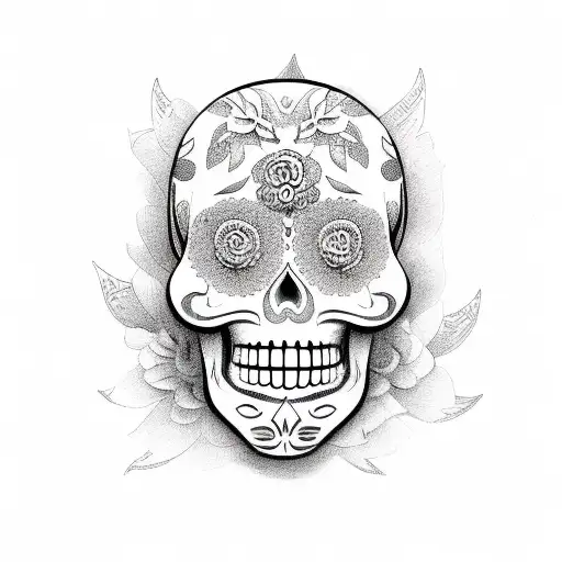 marigold and day of the dead  tattoo design idea