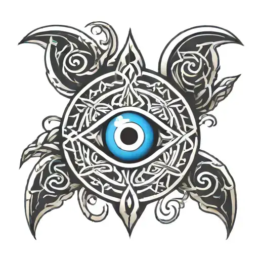 Celtic symbol with evil eye inside tattoo design idea