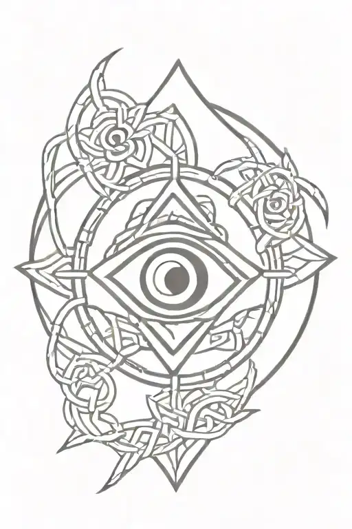 Celtic knot evil eye surrounded protection symbol tattoo design idea