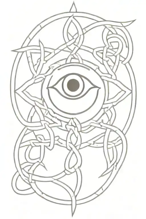 Celtic knot evil eye surrounded protection tattoo design idea