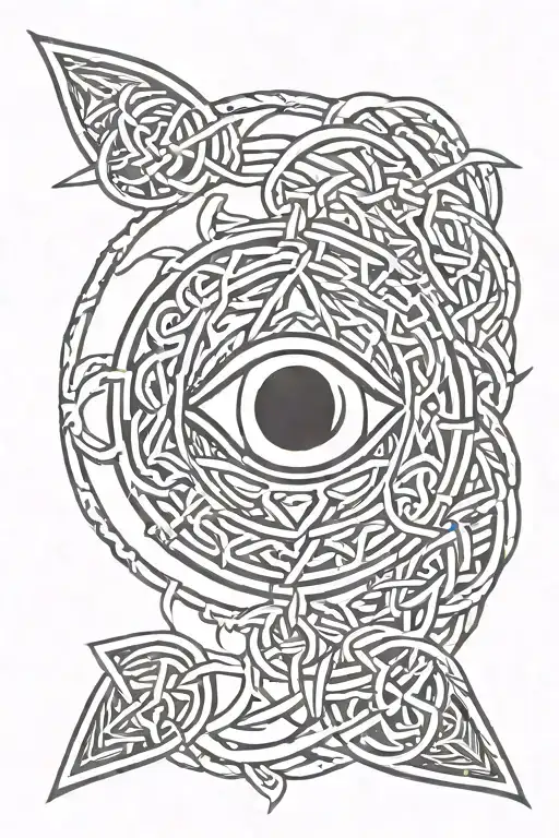 Celtic knot evil eye surrounded symbol intertwined tattoo design idea