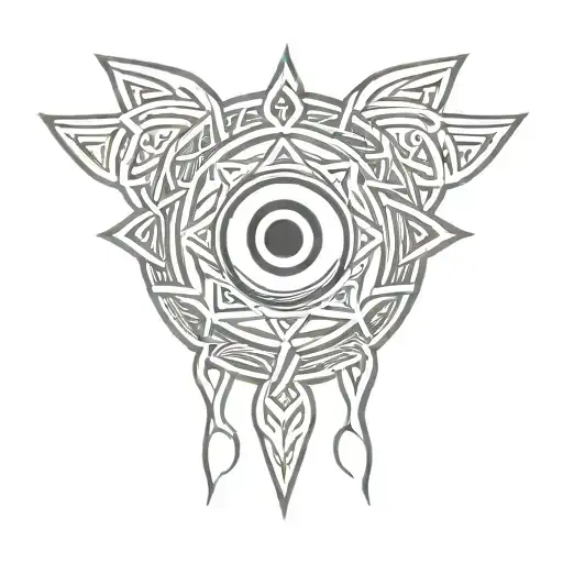 Celtic knot evil eye surrounded protection tattoo design idea