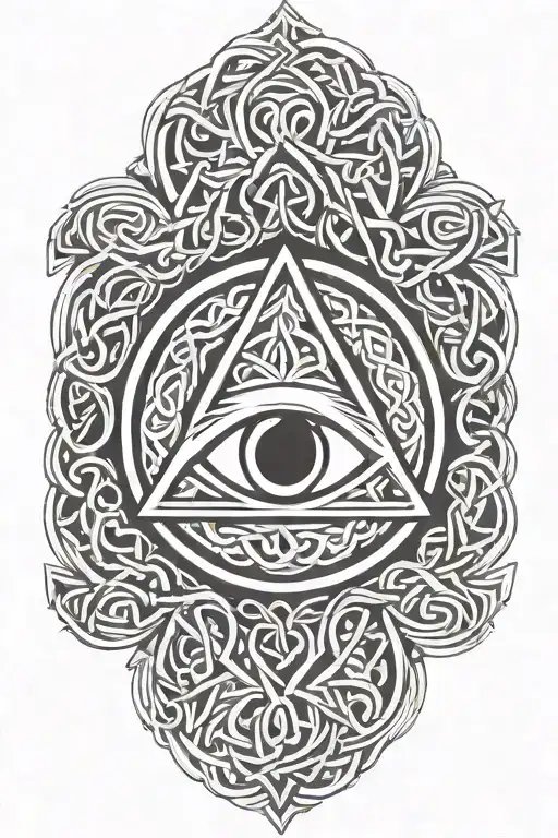 Celtic knot evil eye symbol integrated tattoo design idea