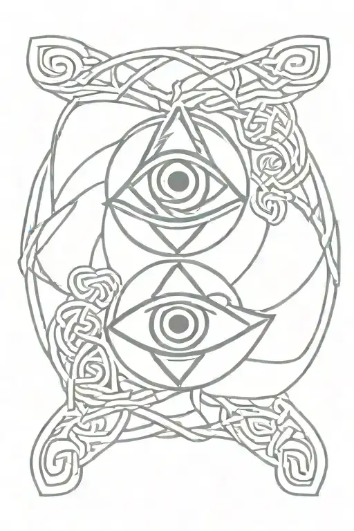 Celtic knot evil eye surrounded protection tattoo design idea