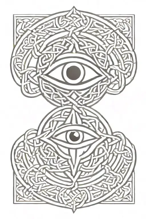 Celtic knot evil eye surrounded protection tattoo design idea