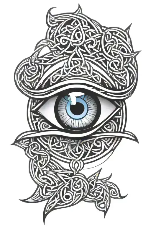 simple evil eye with Celtic Knot tattoo design idea