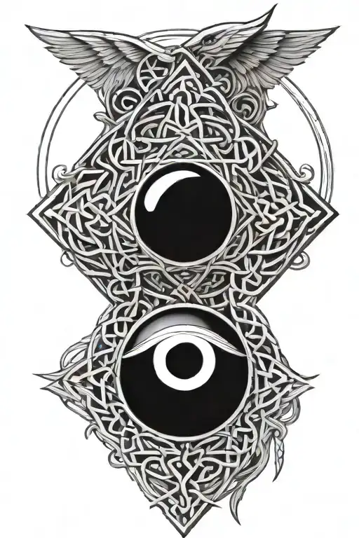 Celtic knot evil eye surrounded tattoo design idea