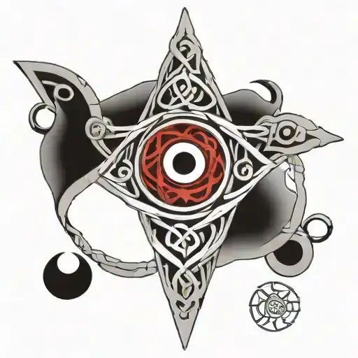 Celtic symbol with evil eye inside tattoo design idea