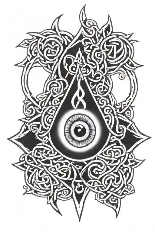 Celtic knot evil eye surrounded tattoo design idea
