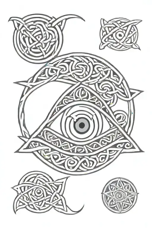 simple evil eye with Celtic Knot tattoo design idea
