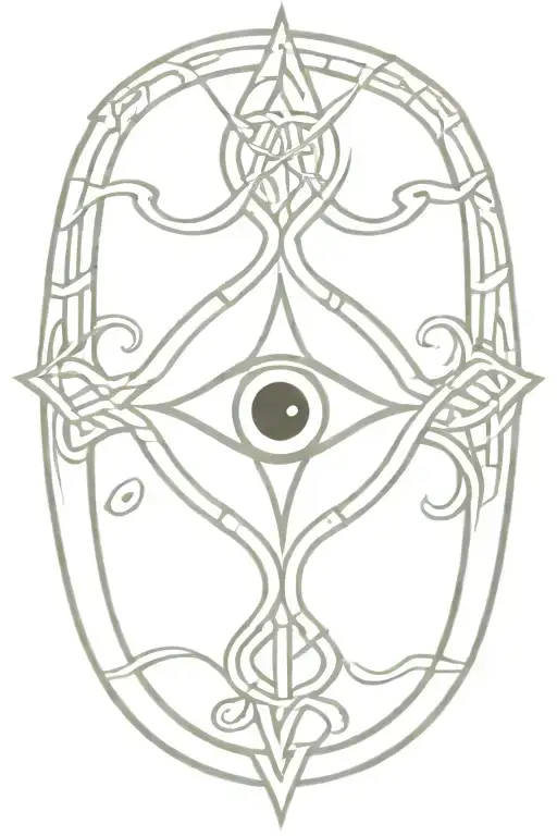 evil eye within Celtic Knot cross surrounded tattoo design idea