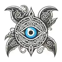 Celtic symbol with evil eye inside tattoo design idea
