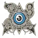 Celtic symbol with evil eye inside tattoo design idea