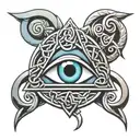 Celtic symbol with evil eye inside tattoo design idea