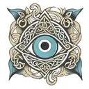 Celtic symbol with evil eye inside tattoo design idea