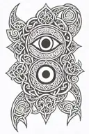 Celtic knot evil eye surrounded tattoo design idea