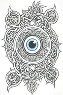Celtic knot evil eye surrounded tattoo design idea