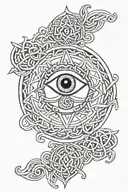 evil eye surrounded Celtic knotwork tattoo design idea