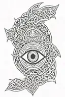 evil eye surrounded Celtic knotwork tattoo design idea