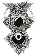 Celtic knot evil eye surrounded tattoo design idea