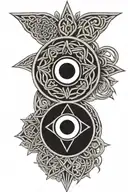 Celtic knot evil eye surrounded tattoo design idea