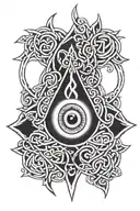 Celtic knot evil eye surrounded tattoo design idea