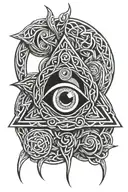 Celtic knot evil eye surrounded tattoo design idea
