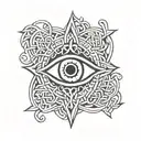 Celtic knot evil eye surrounded protection tattoo design idea