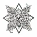 Celtic knot evil eye surrounded protection tattoo design idea