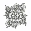 Celtic knot evil eye surrounded protection tattoo design idea