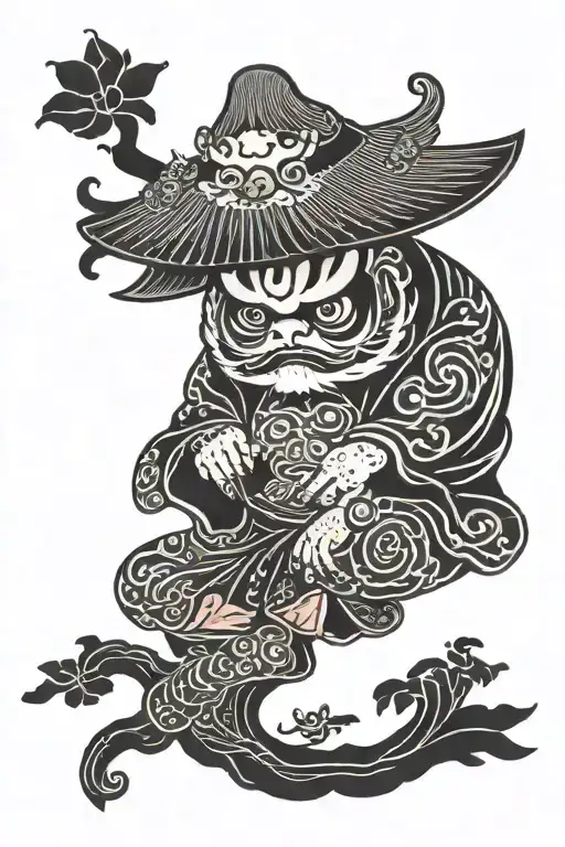 only and daruma tattoo design idea
