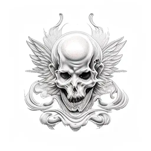 grim cherub tattoo design idea
