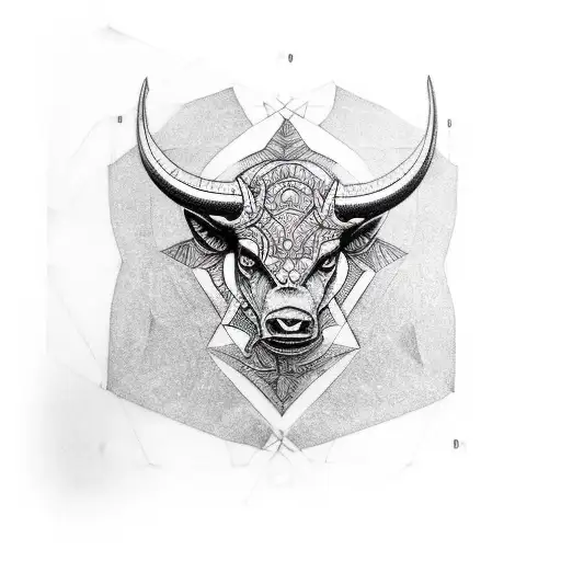 minotaur with patterns tattoo design idea