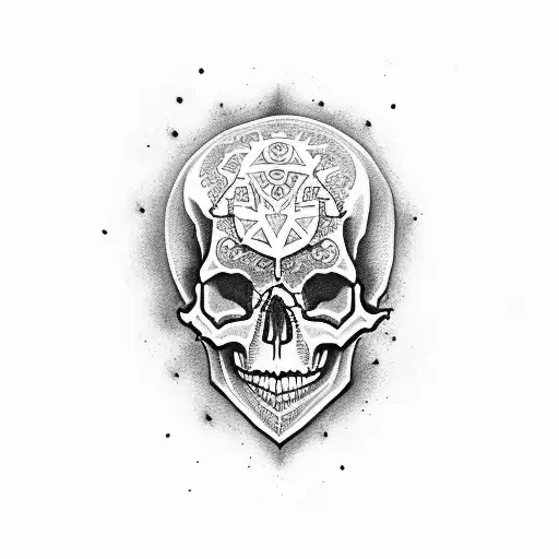 skull, heart, broken  tattoo design idea