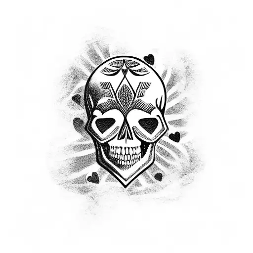 skull, heart, broken  tattoo design idea