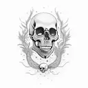 skull, heart, broken  tattoo design idea