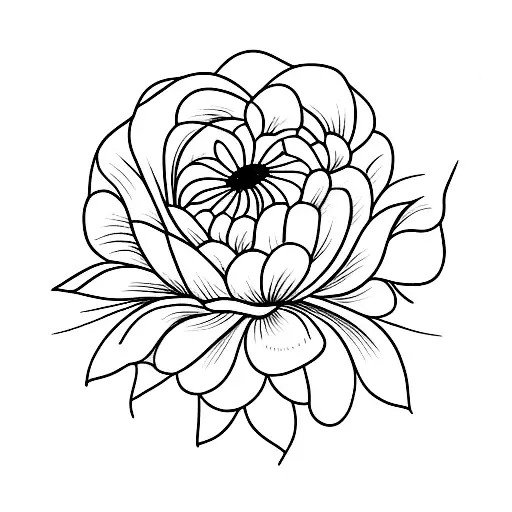 black ink tattoo of a rose, aster, and chrysanthemum  tattoo design idea