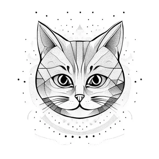 cat holding a gun and smiling creepy  tattoo design idea