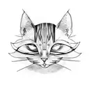 cat holding a gun and smiling creepy  tattoo design idea